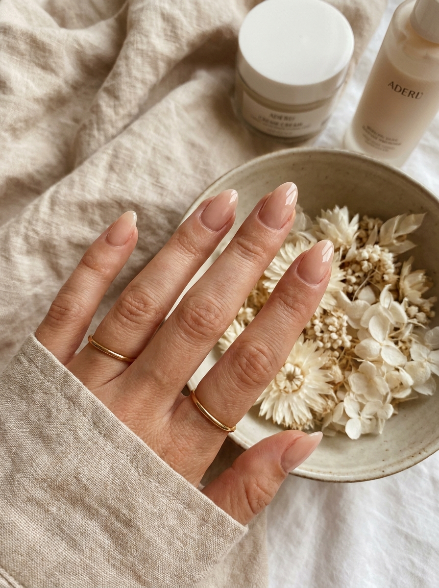 Clean Girl Sommer Nägel mit sheer glossy Nude-Pink